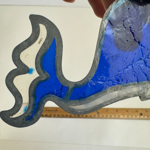 Vtg Whale Blue Suncatcher Acrylic Resin Metal Frame Beach Ocean w Hook Hole READ - Picture 11 of 13